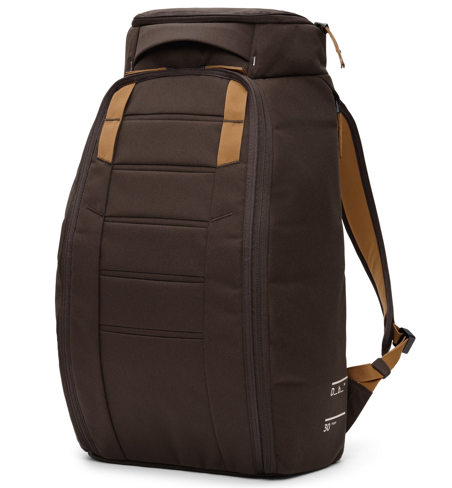 スポーツや旅行に最適なDb(ディービー)の人気バックパック、Hugger Backpack 30Lの全体画像。耐久性と収納力に優れています。色はEspresso