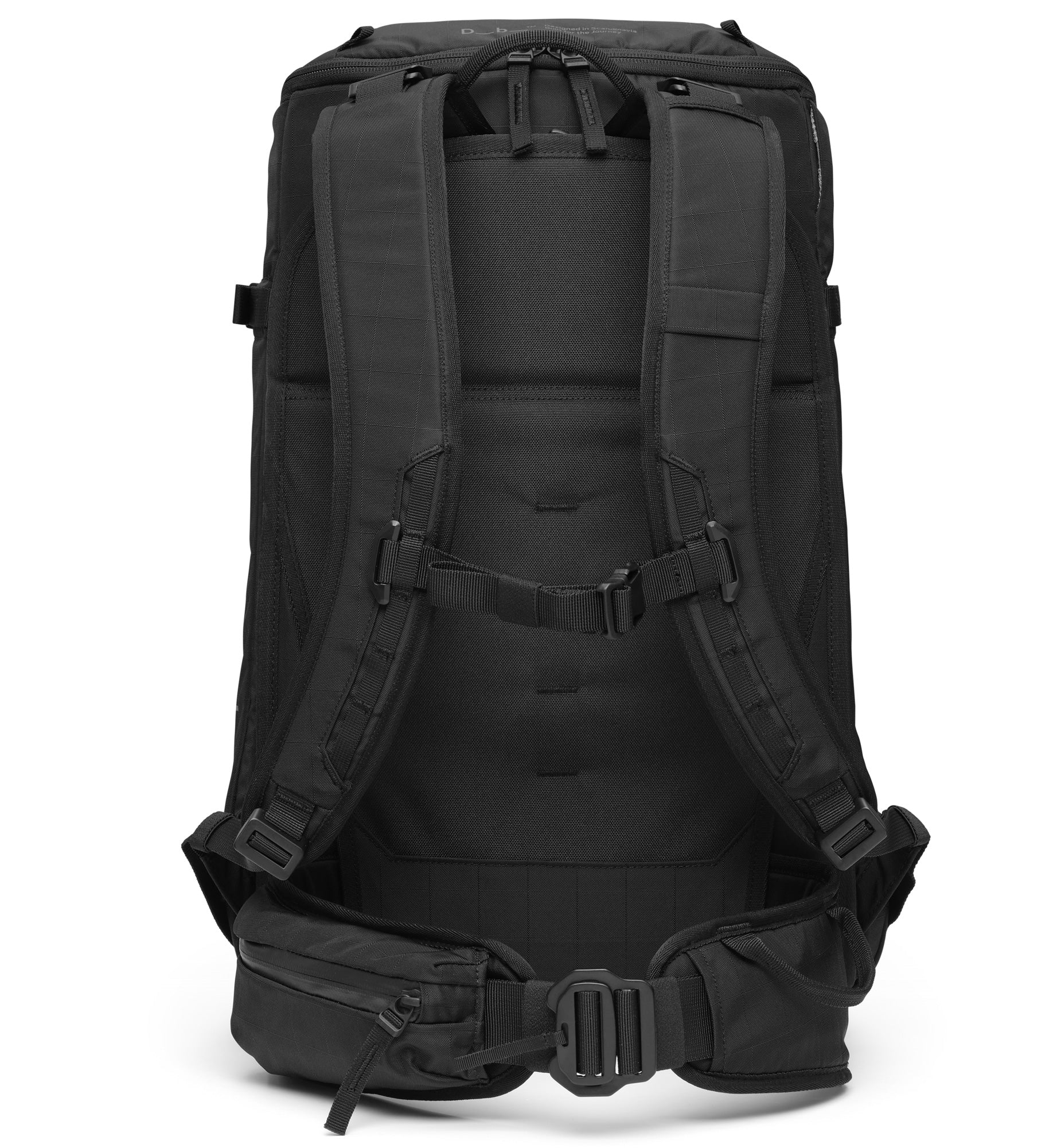 アクティブな男女向けのリュック、Db Backcountry Backpack 25Lの後ろ画像。旅行から本格的なアウトドアまで幅広く活躍します。
