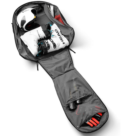 DbのSnow Pro Racing Backpack 80L。スキー・スノーボードなどのウィンタースポーツや、アクティブな旅行に最適な大容量バックパックの収納画像